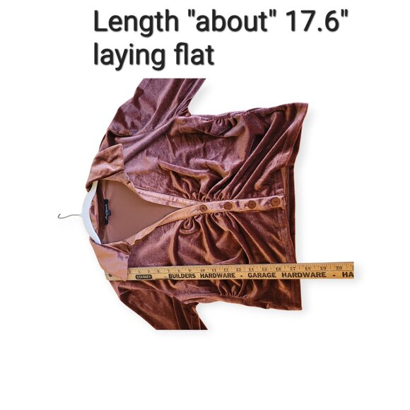 Chocolate Brown Velvet Cropped Button Top Mixed Threads Holiday Party Y2K - Picture 5 of 5